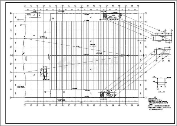 单层厂房建筑设计施工CAD平立面图-图二