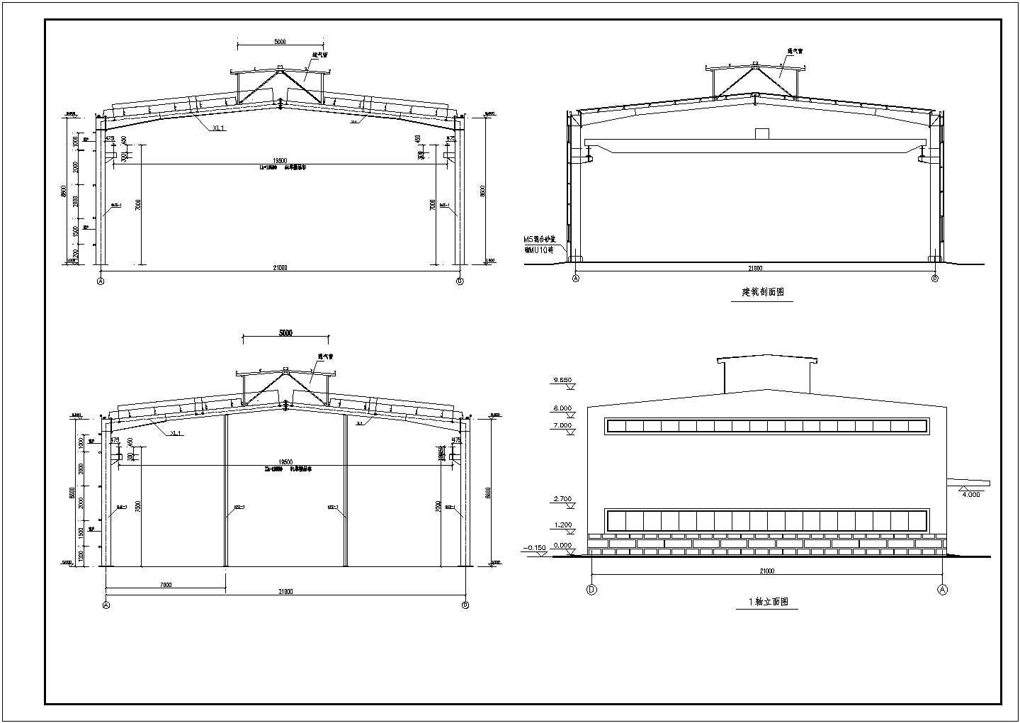 钢结构厂房修改建筑设计CAD方案图
