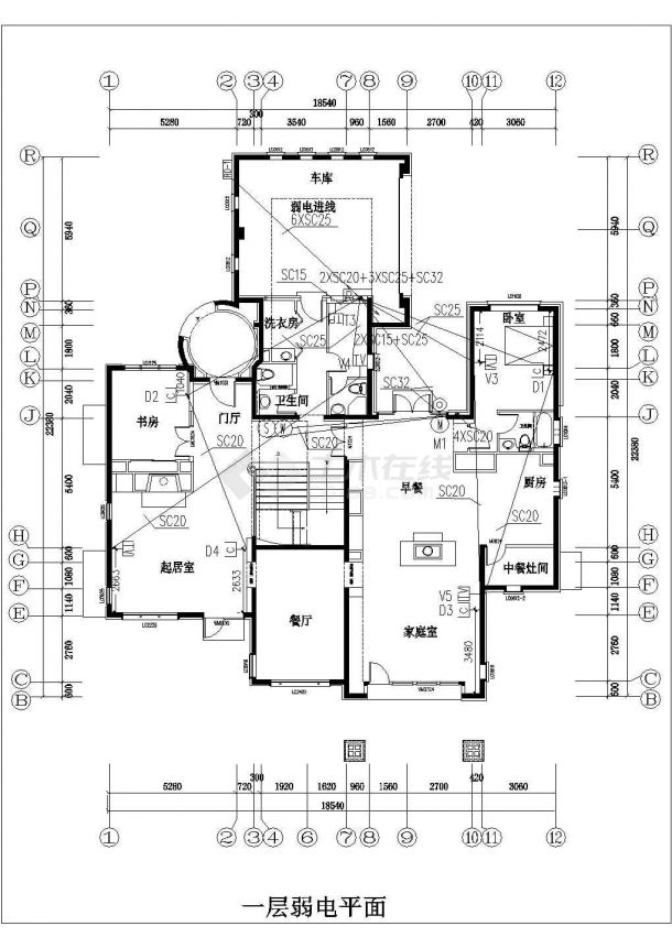 某地区小花园别墅区电气设计cad施工图-图一