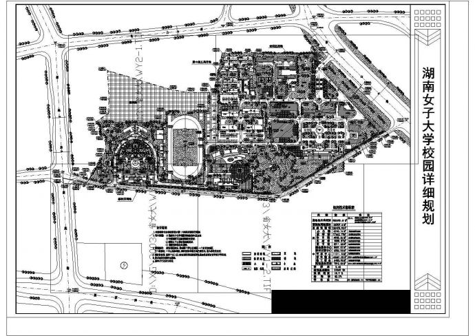 湖南女大校园设计cad规划详细图_图1