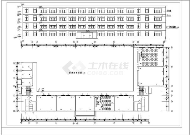 某教学楼标准层设计cad平面及立面图-图一