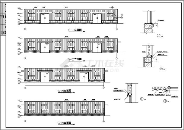 36M双跨门式钢架单层厂房结构施工图（含建筑设计）-图一