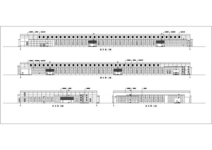 某厂房施工设计CAD建筑平立面图_图1