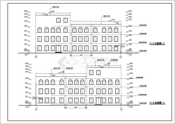 某市四层混凝土框架结构幼儿园建筑施工图纸-图二