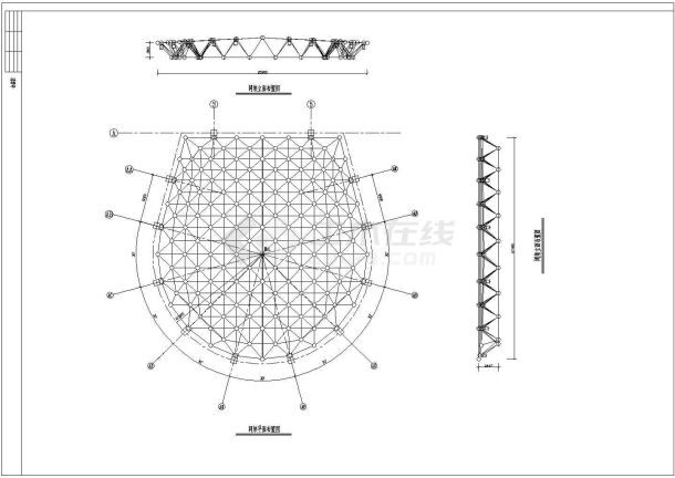 某地艺术楼正放四角锥双层网架结构施工图纸-图一