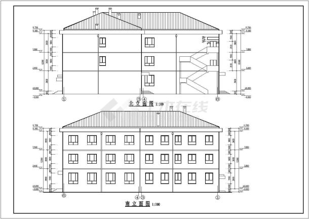 某地3层框架结构小型旅游旅馆建筑方案图-图二