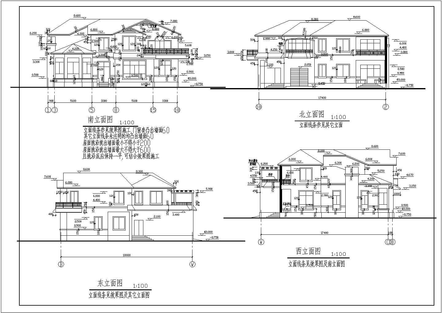 乳山市阳光海岸二层楼别墅建筑设计施工图