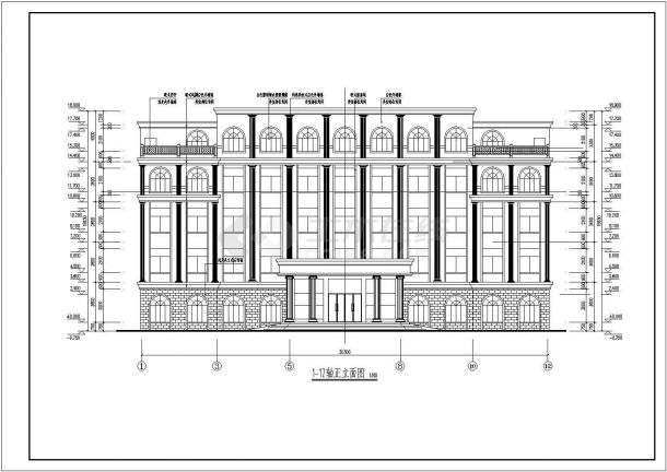 某地五层框架结构乡镇办公楼建筑设计方案图纸-图一