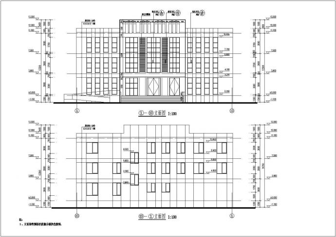 某地区派出所三层办公楼建筑设计方案图_图1