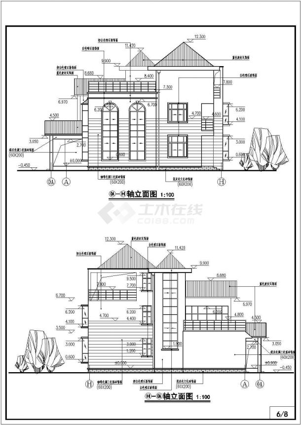 某地区两层砖混结构别墅楼建筑结构施工图全套-图二