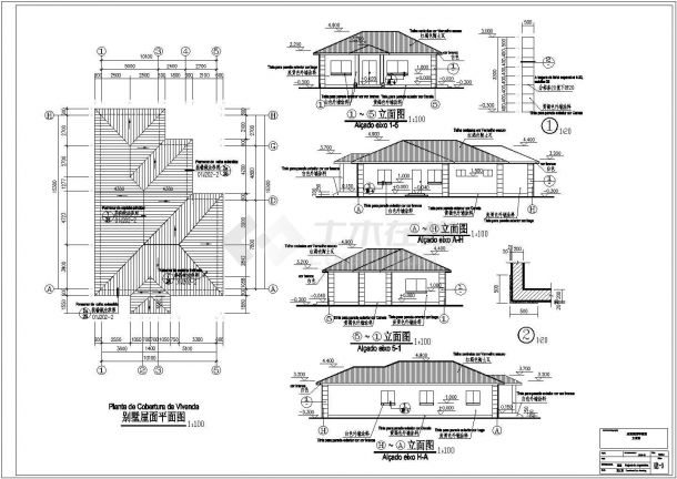 安哥拉两套砖混结构私人别墅建筑施工图纸-图二