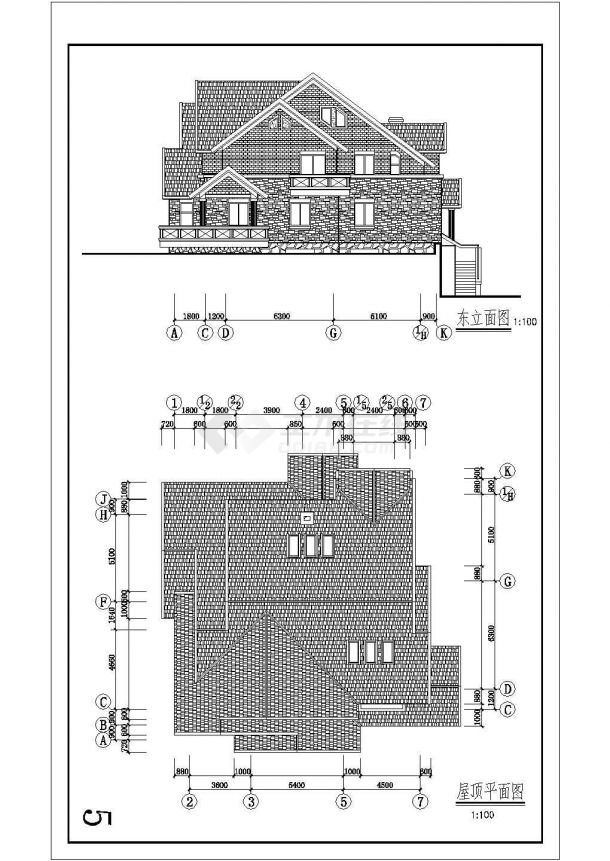 东北某地三层砖混结构别墅建筑设计方案图纸-图二