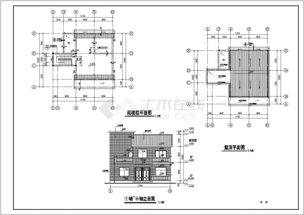 浏阳市某地砖混结构别墅建筑设计施工图纸-图二