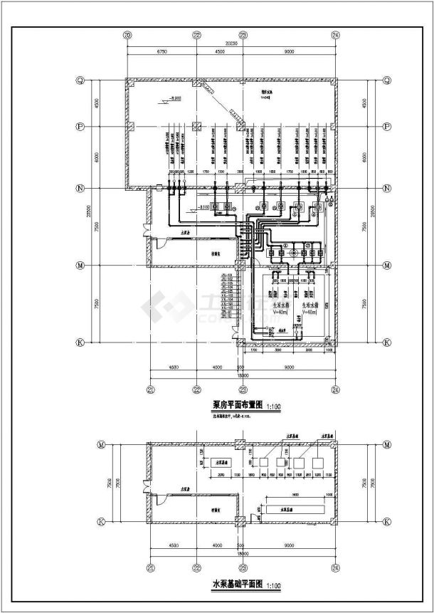 某小区二十九层框架结构住宅楼消防泵房设计图-图一