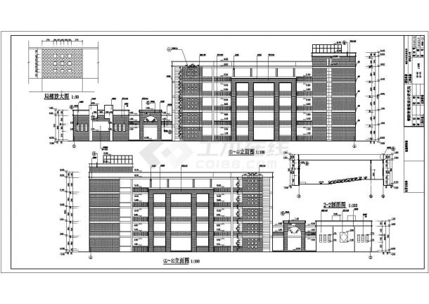 某学校五层框架结构教学楼建筑设计施工图-图一