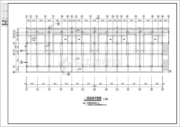 底框商住楼结构施工设计CAD方案图-图二