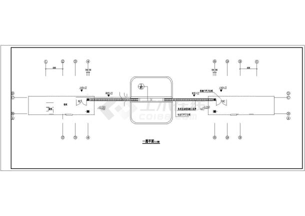 某地一层砖混结构工业厂区大门建筑施工图-图一