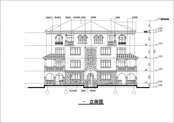 某地四层砖混结构叠拼别墅建筑设计方案图-图二