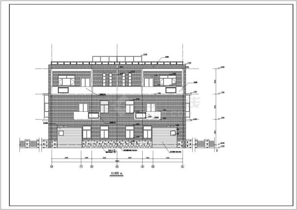 太原某三层双排别墅建筑施工图带效果图-图二