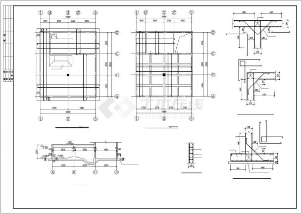 消防水池结构建筑施工图纸(共4张)-图二