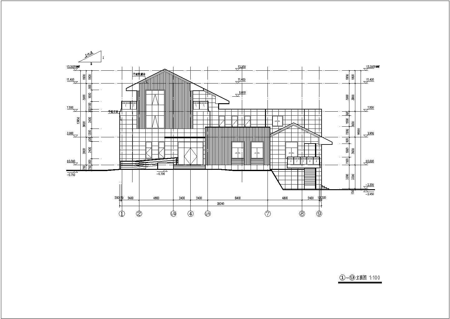 某地3层框架结构会所别墅建筑设计扩初图
