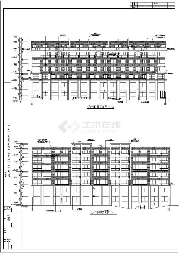 某六层商住楼带跃层建筑设计施工图-图一