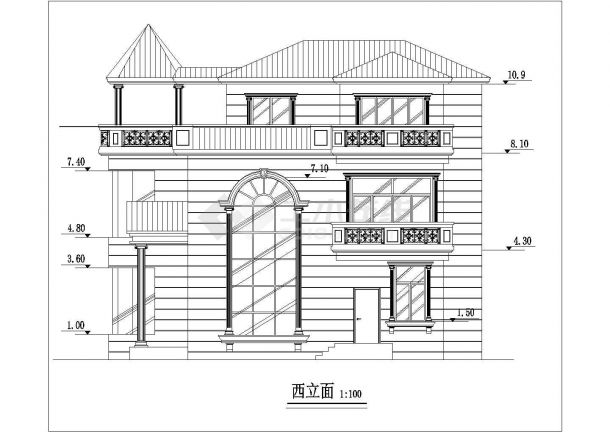 某地区安逸经典别墅建筑设计CAD施工方案图-图二