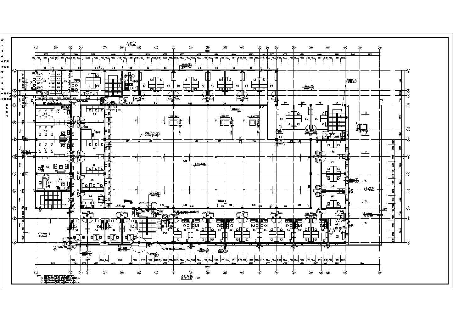 驻马店某技工学校4层框架结构餐厅建筑及结构施工图