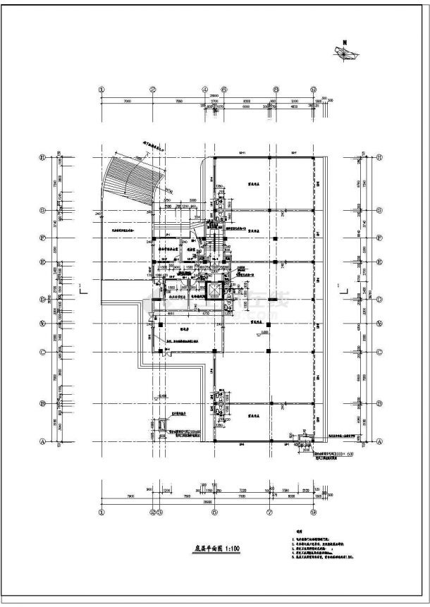 高层住宅楼施工平面图的完整CAD图纸-图二