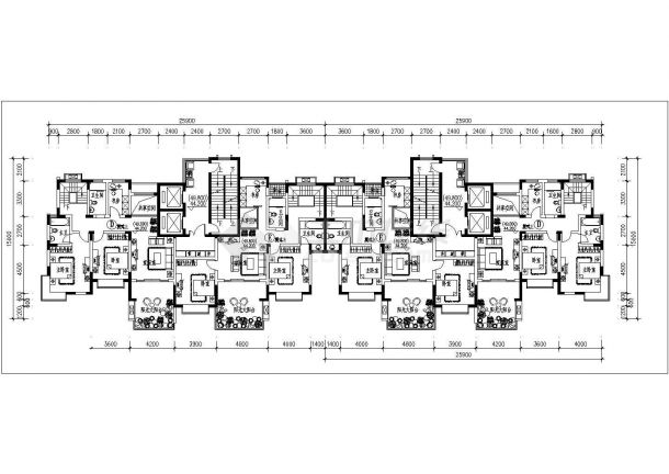 高层住宅楼平面图的完整CAD图纸-图一
