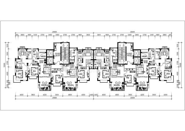 高层住宅楼平面图的完整CAD图纸-图二