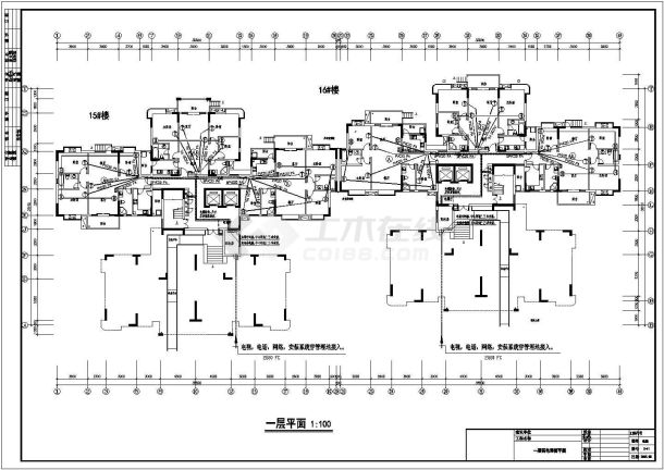 某小区十六层强弱电全套具体电气设计施工CAD图-图二