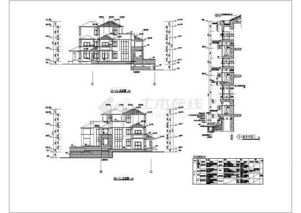 某地区某三层欧式别墅建筑设计施工图-图二