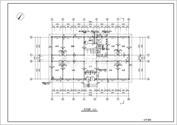 某地2层砌体结构办公楼建筑及结构施工图-图二