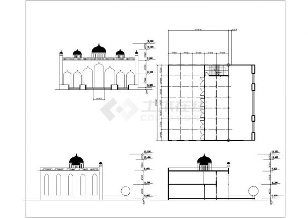 某区清真寺建筑设计方案图纸（共7张）-图一