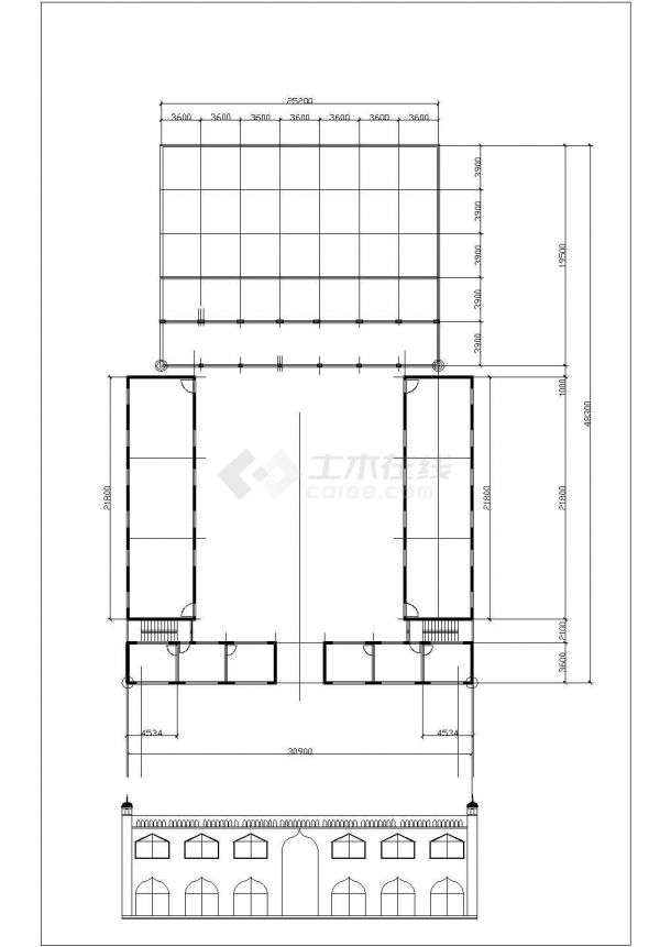 某区清真寺建筑设计方案图纸（共7张）-图二