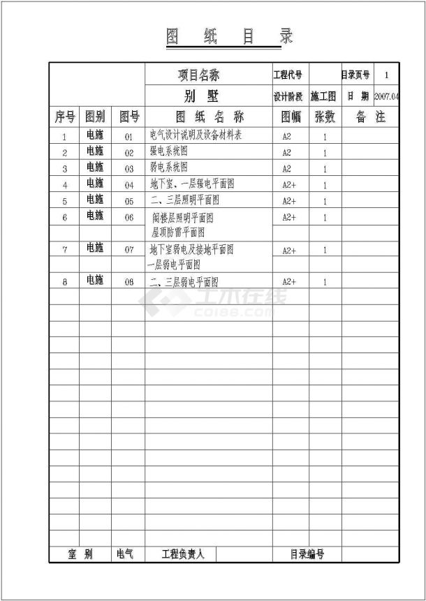 某地区别墅全套电气设计cad施工图-图二