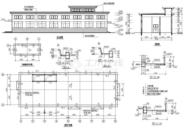 某地乡镇中学五层框架结构主要建筑（学生宿舍、食堂、综合教学楼）建筑设计施工图纸-图二