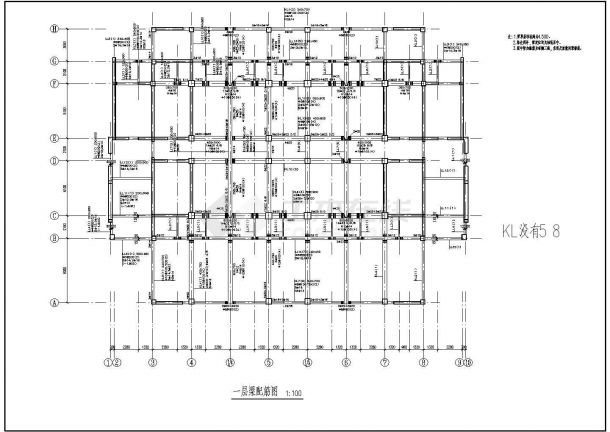 某地四层框架结构小学食堂宿舍楼结构设计施工图纸-图二