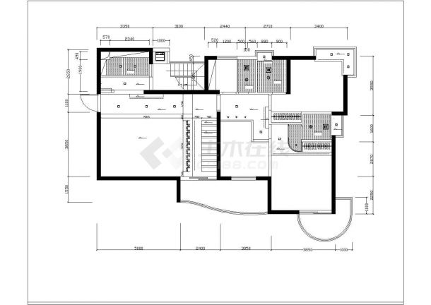 某地区高档住宅装修CAD户型建筑图-图二