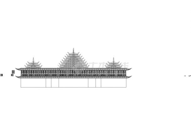古典、中国式房子、亭台楼榭屋顶立面图-图一