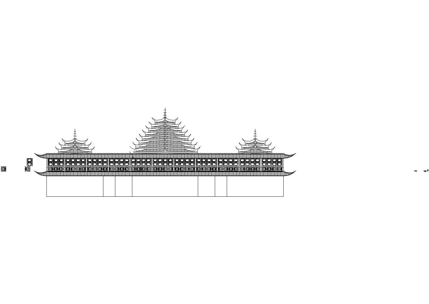 古典、中国式房子、亭台楼榭屋顶立面图