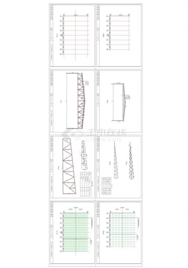 10米三角钢屋架和30米跨钢桁架图纸-图一