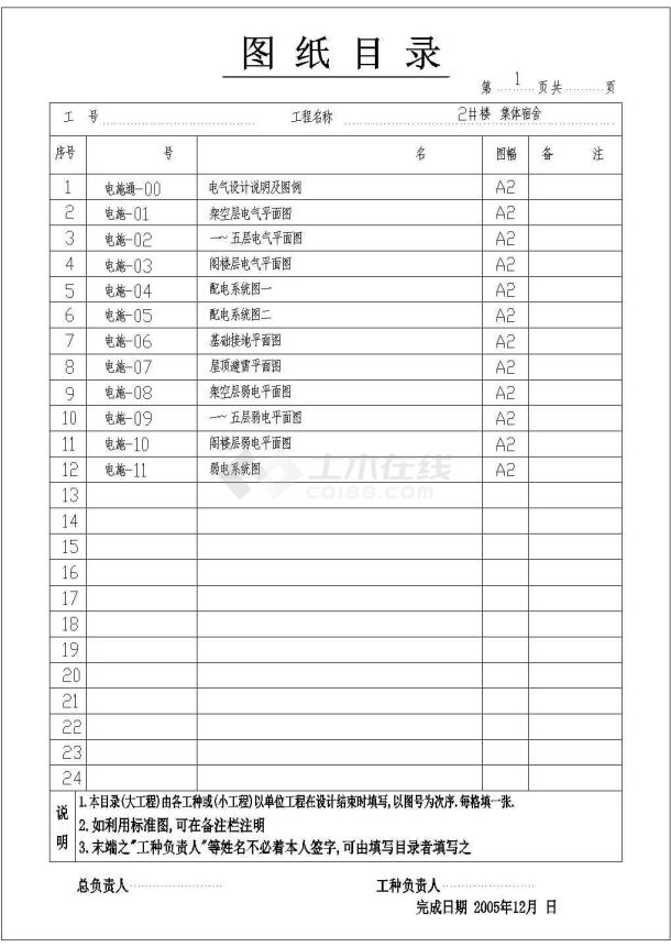 某地区高校集体宿舍电气cad施工图-图一