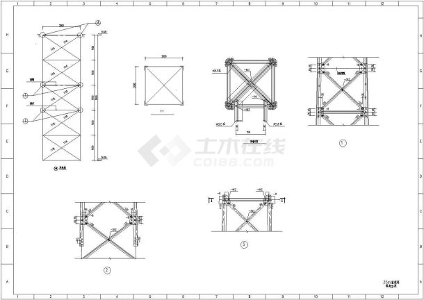35m高钢结构监视塔结构设计施工图-图一