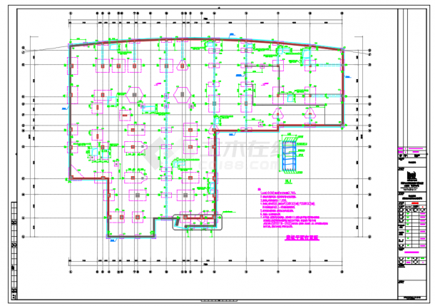 某地中心瑞金宾馆框架结构设计施工CAD图-图一