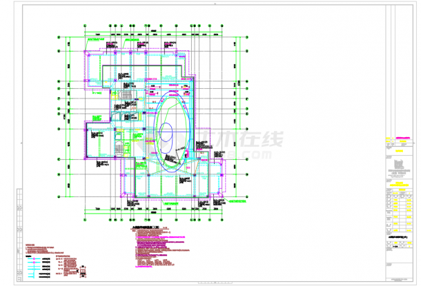 某地中心瑞金宾馆框架结构设计施工CAD图-图二