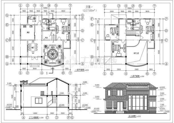 4套二层小型别墅建筑方案设计图纸-图二