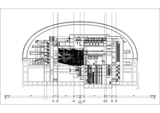 某影剧院建筑设计施工CAD剖面图-图一