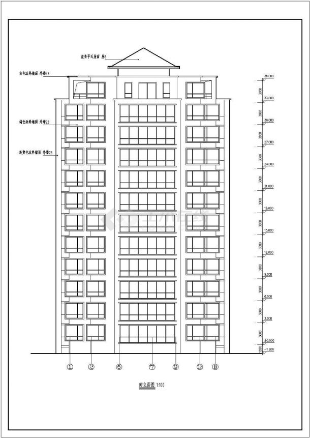 某地12层框架结构住宅楼建筑设计方案图-图一